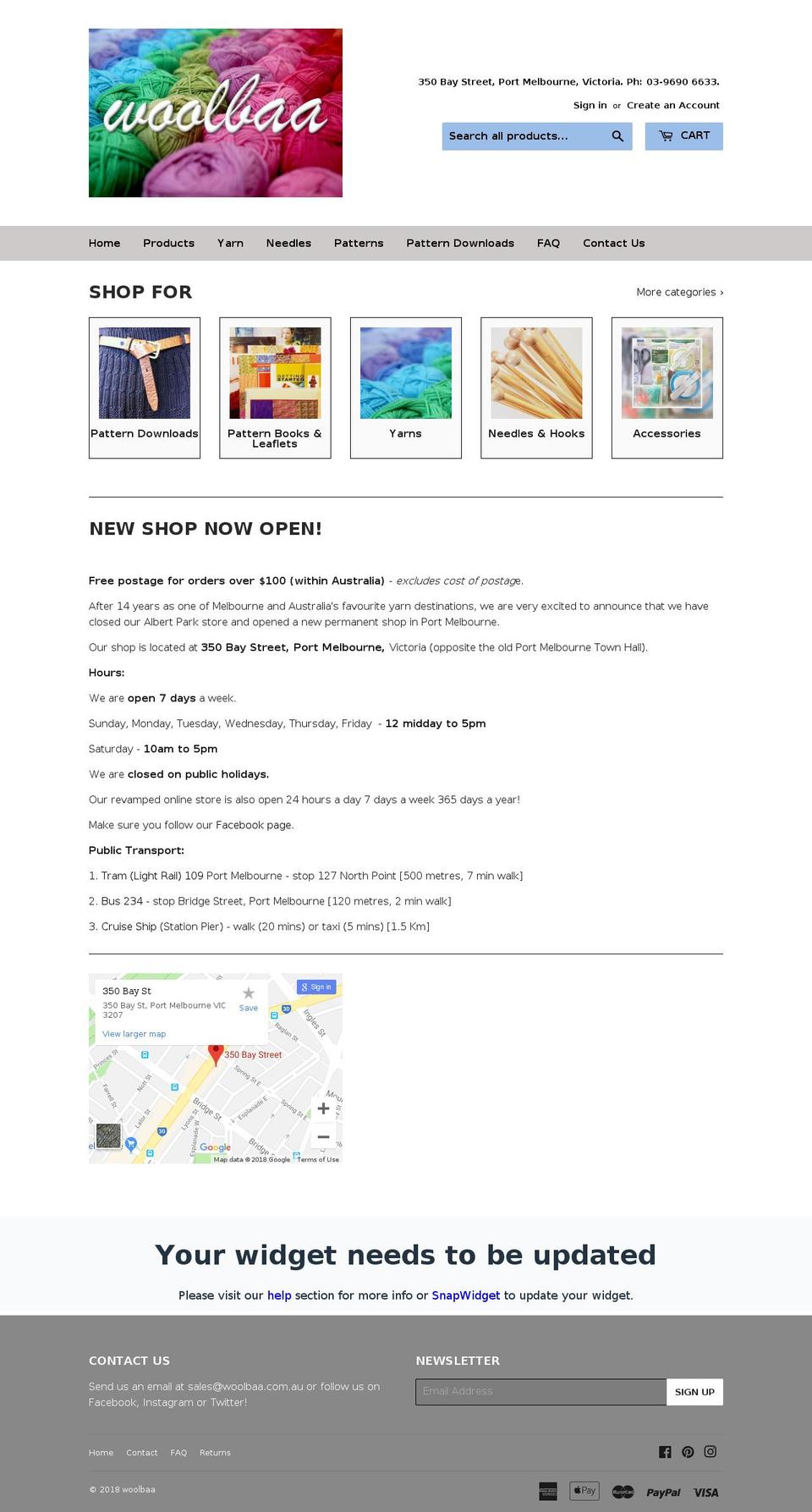 australiaknitting.com — Shopify storefront screenshot
