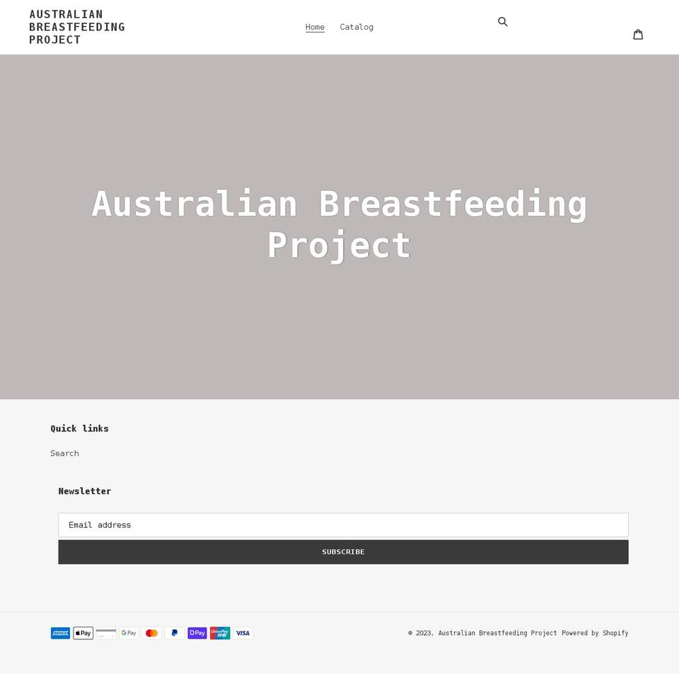 australian-breastfeeding-project.myshopify.com shopify website screenshot
