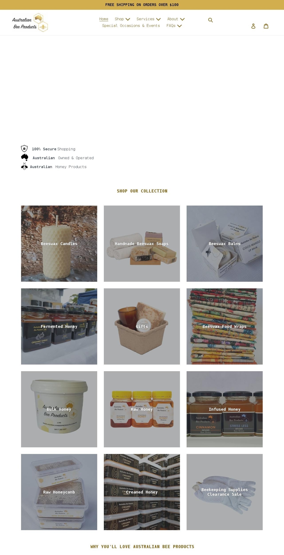 australianbeeproducts.com.au shopify website screenshot