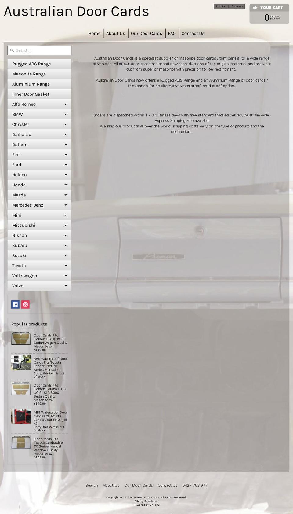 australiandoorcards.com.au shopify website screenshot