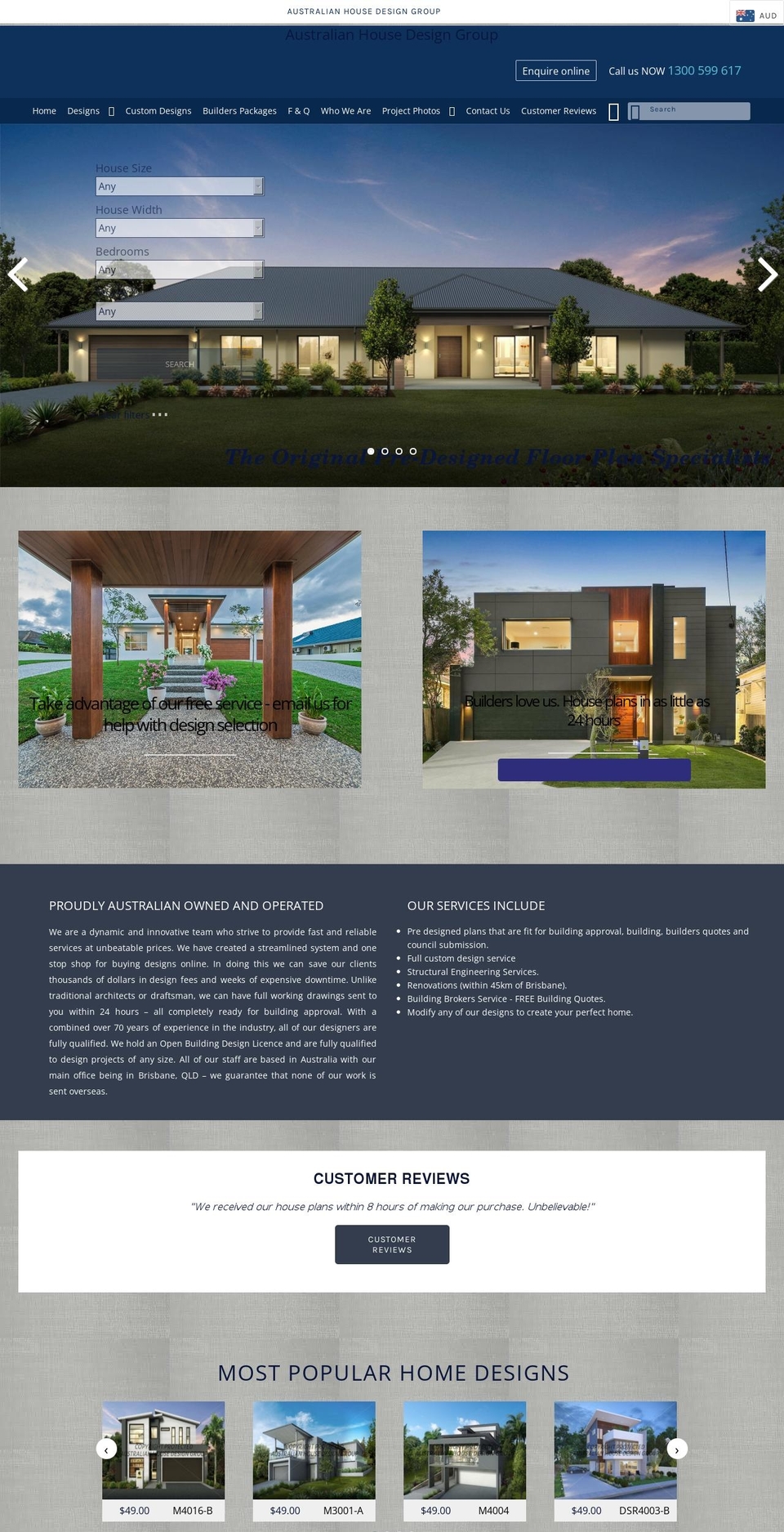 australianhousedesigns.com.au shopify website screenshot