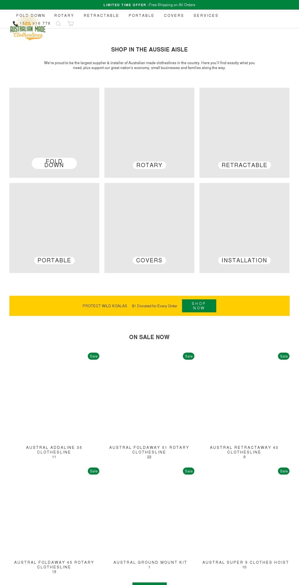 australianmadeclotheslines.com.au shopify website screenshot
