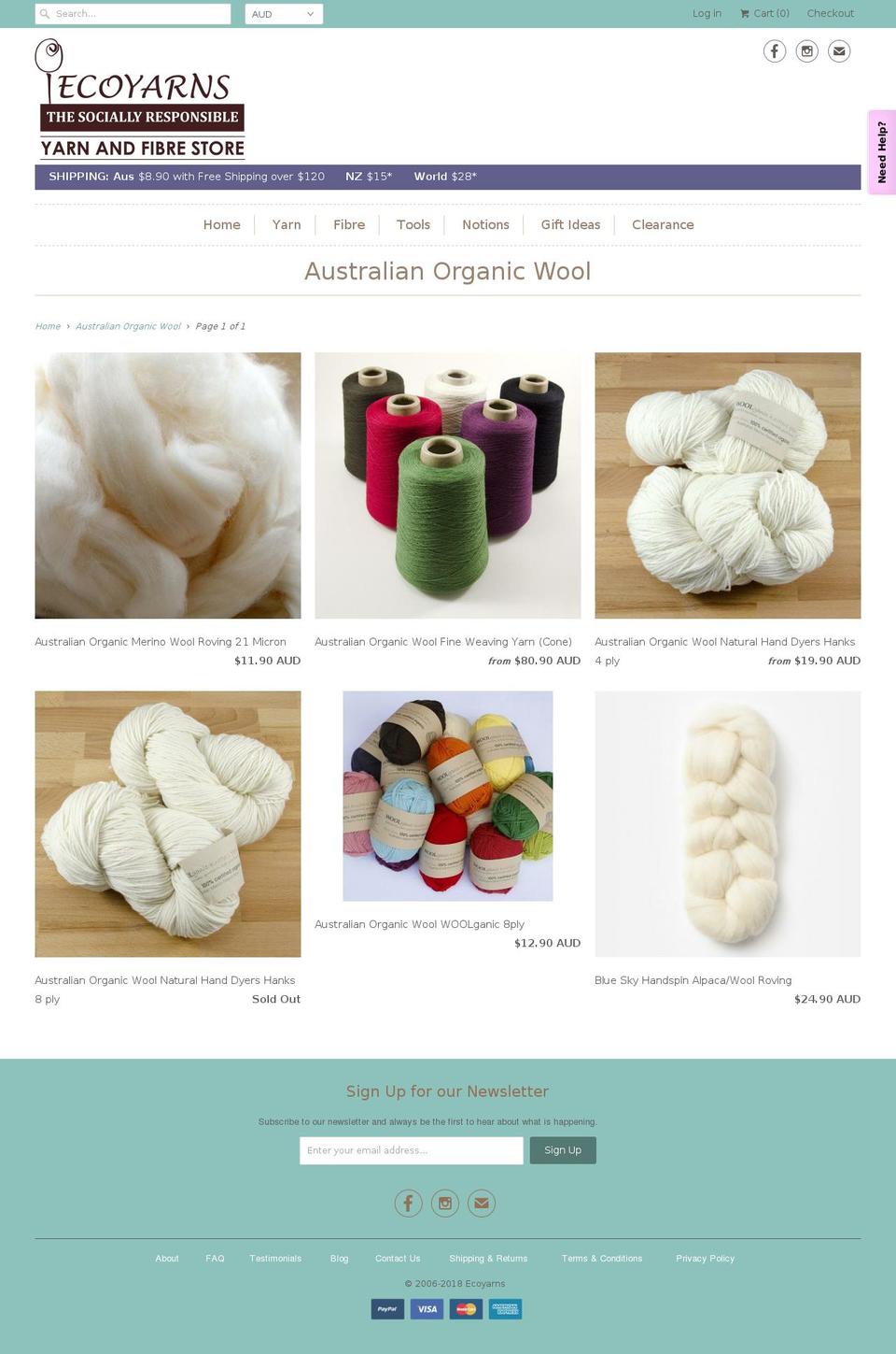 australianorganicwool.com — Shopify storefront screenshot
