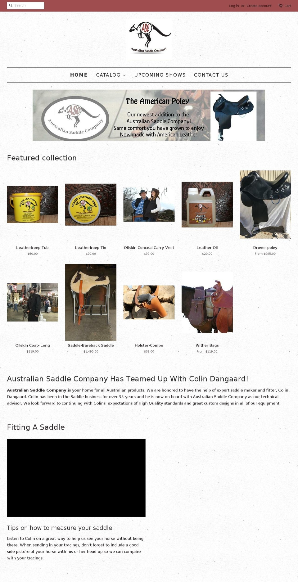 australiansaddleco.com — Shopify storefront screenshot