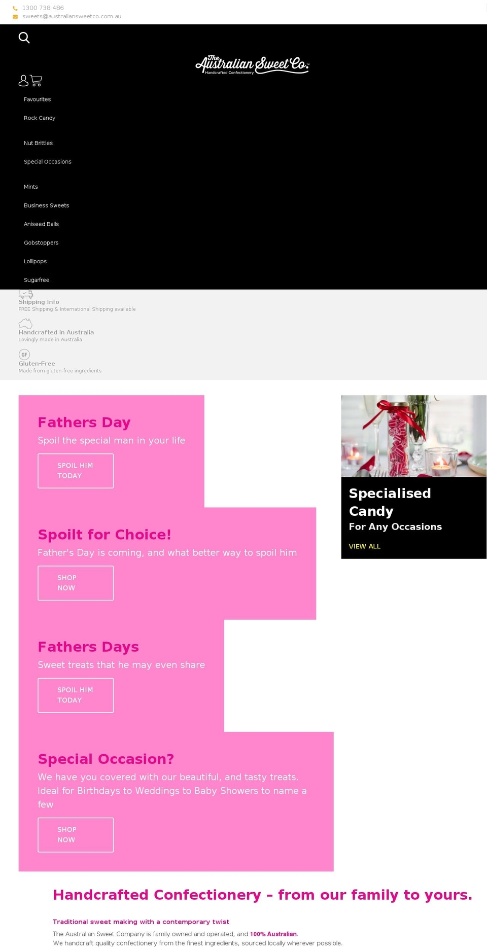 australiansweetco.com — Shopify storefront screenshot