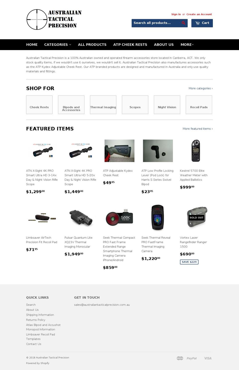 australiantacticalprecision.com — Shopify storefront screenshot