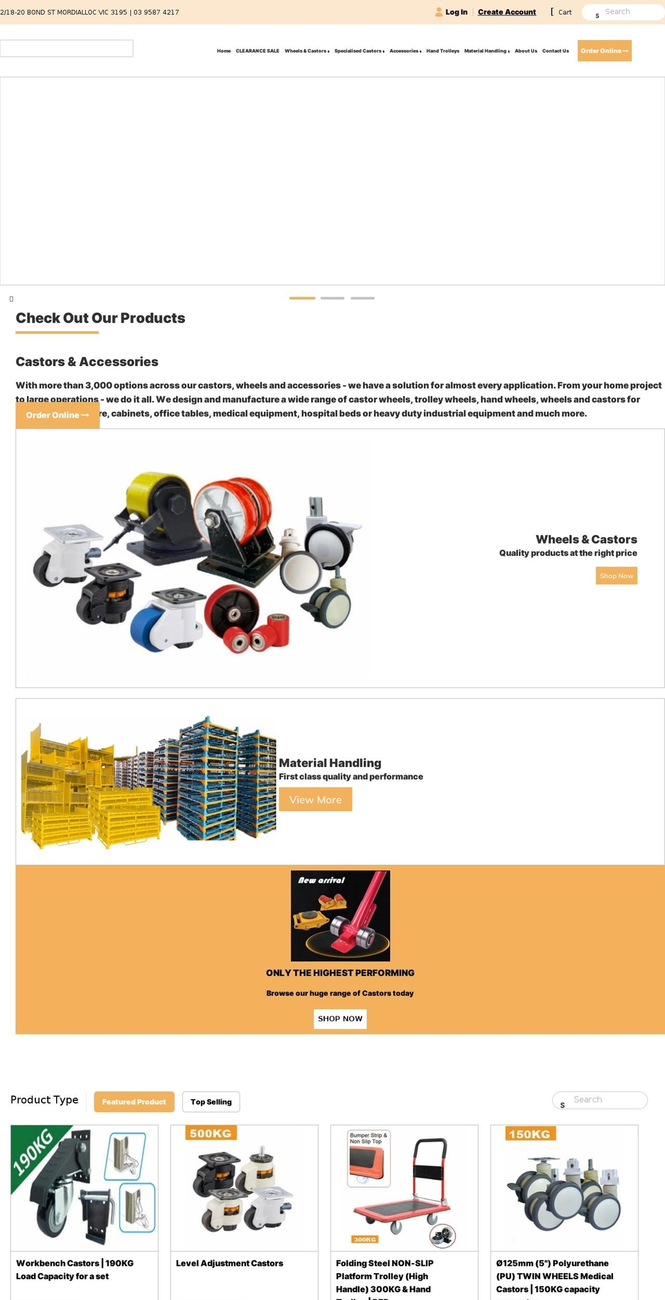 australianwheelandcastors.com.au shopify website screenshot