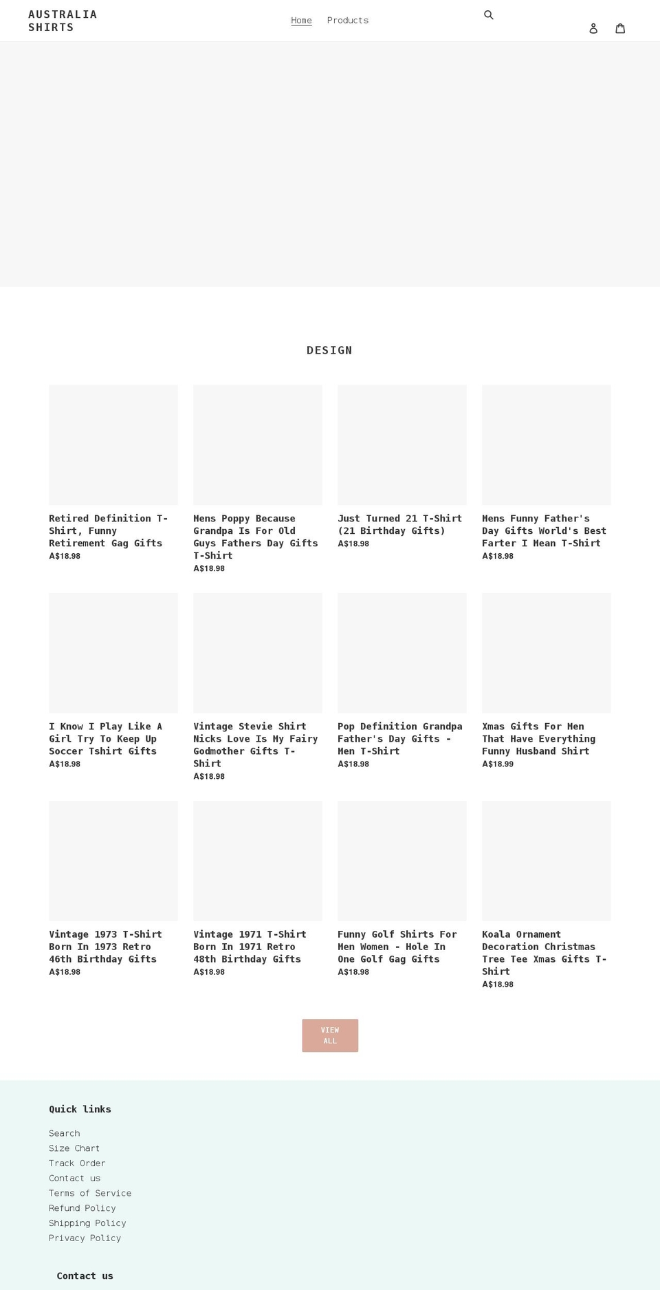 australiashirts.com shopify website screenshot