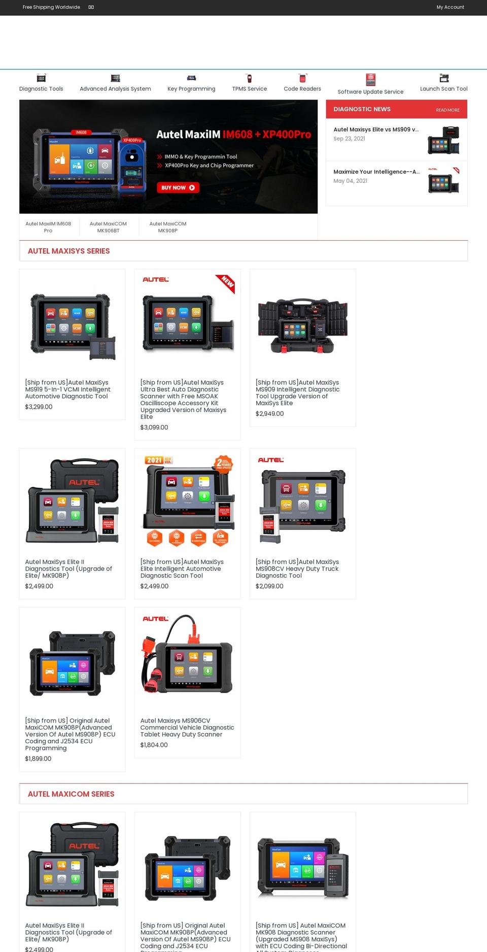 autelobdscan.com shopify website screenshot