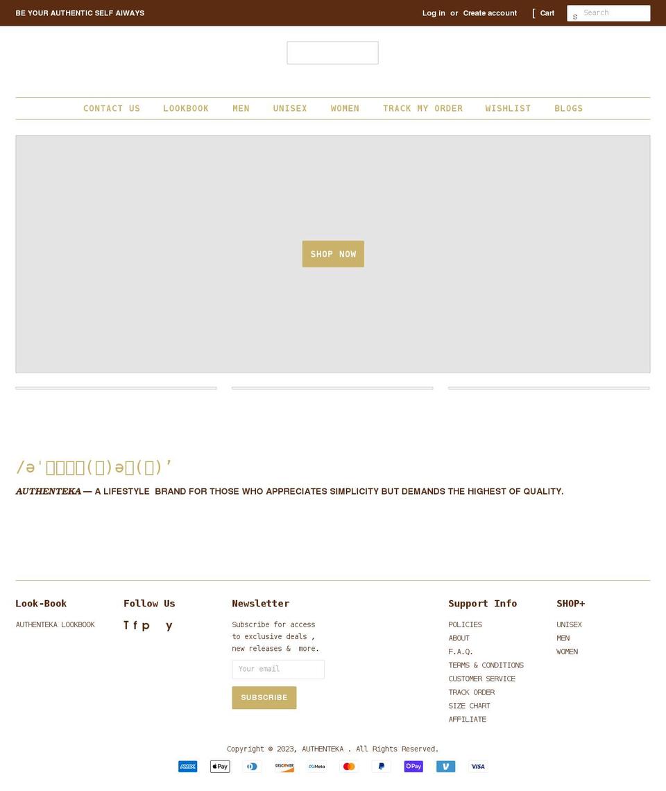 authenteka.com shopify website screenshot