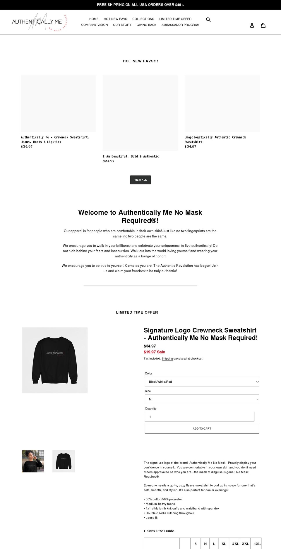 authenticallymegear.com shopify website screenshot