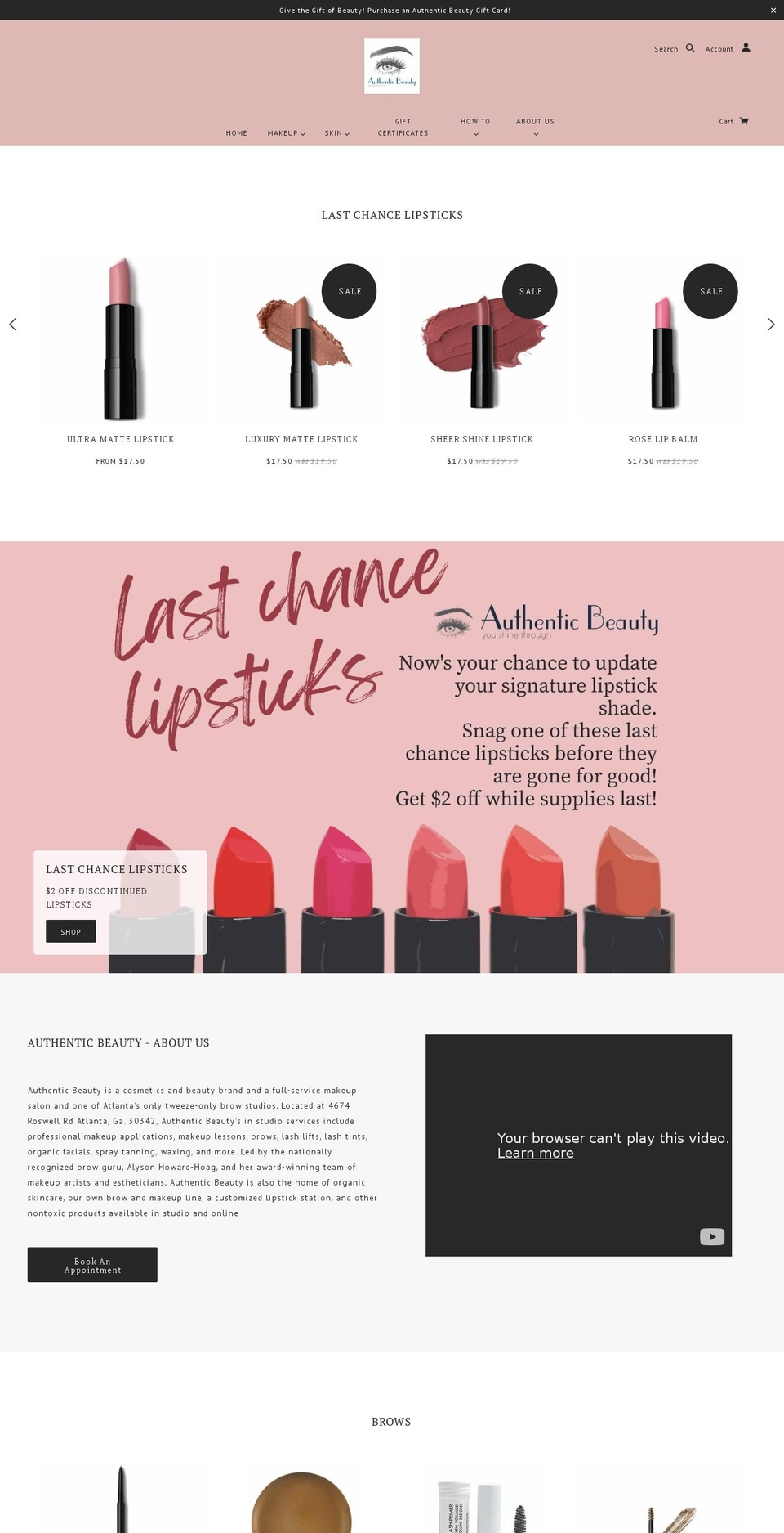 authenticbeautycosmetics.com shopify website screenshot