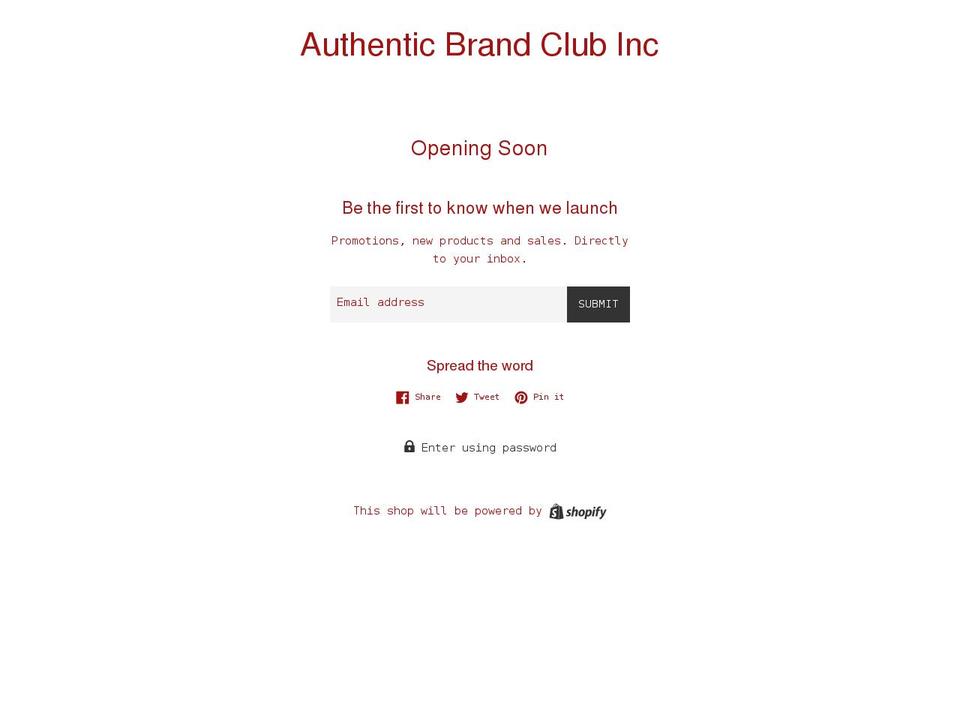 authenticbrandclubinc.com shopify website screenshot