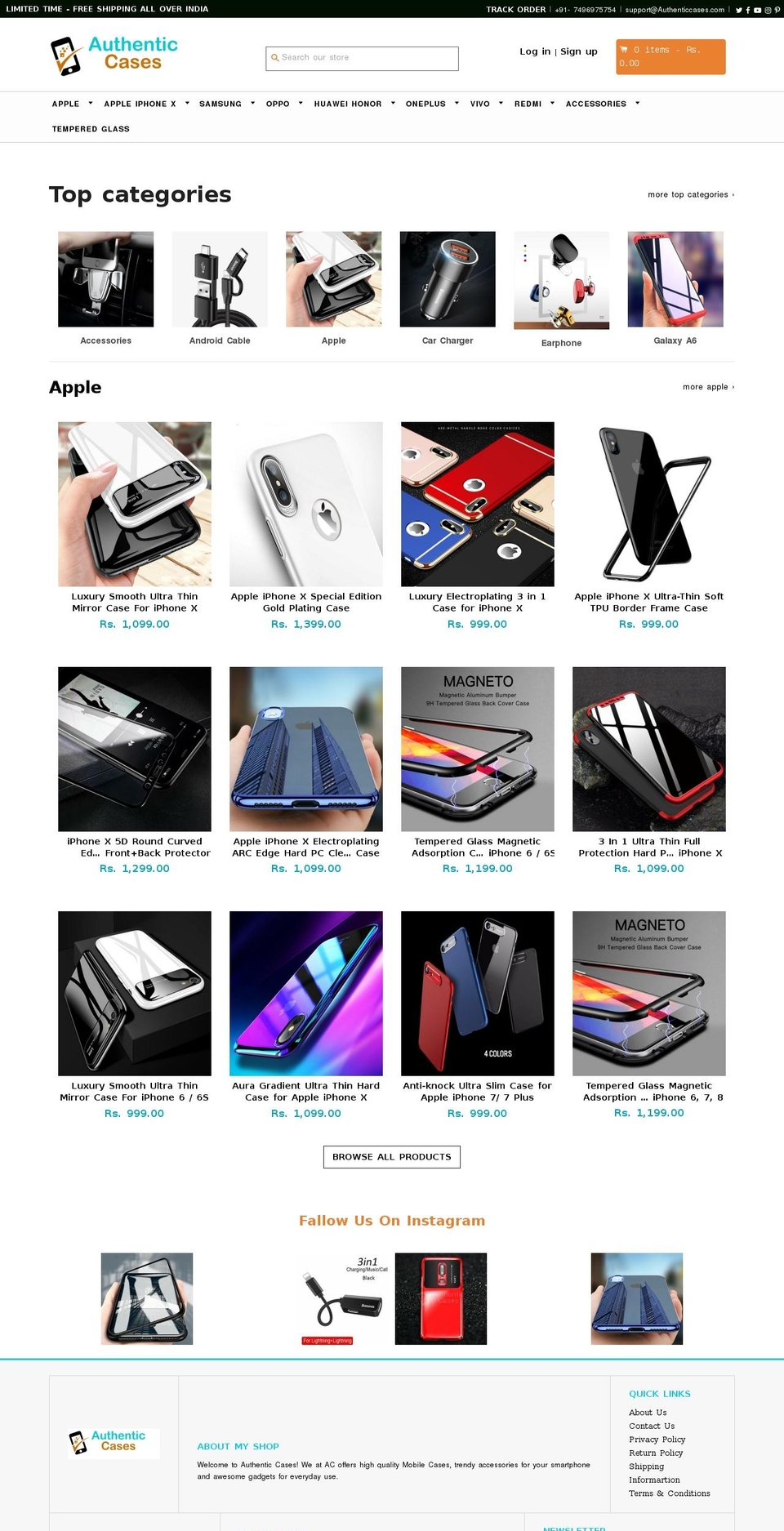 authenticcases.com shopify website screenshot