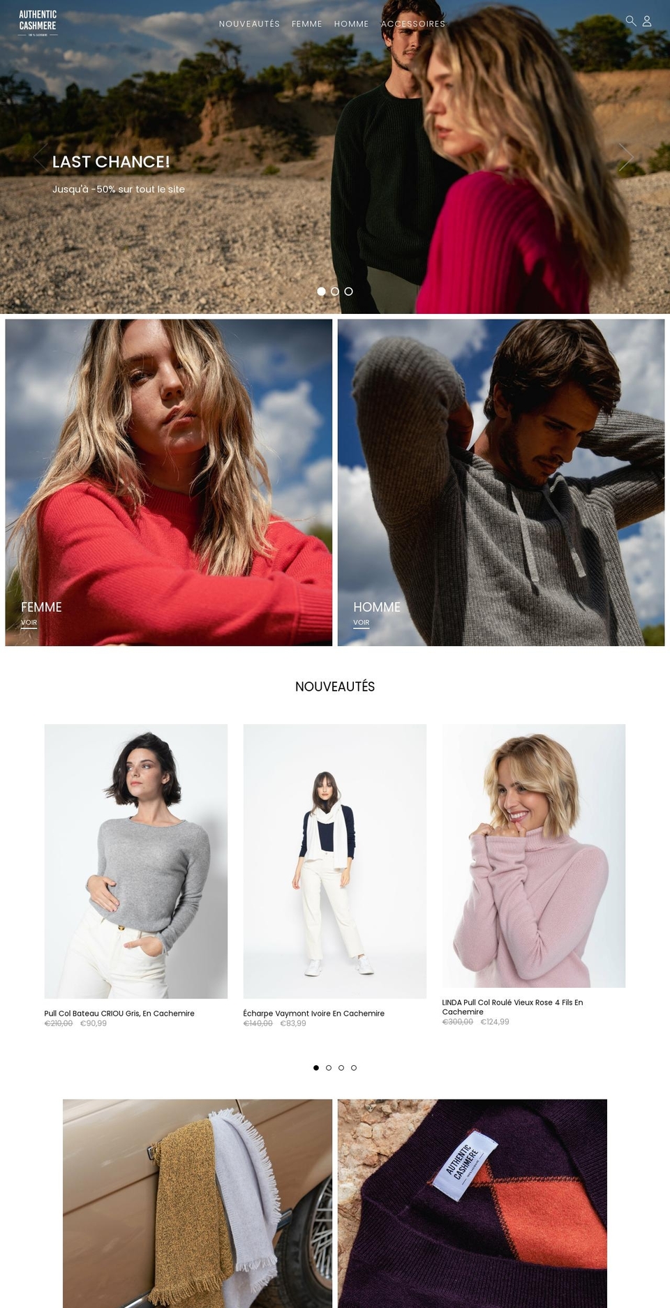 authenticcashmere.com shopify website screenshot