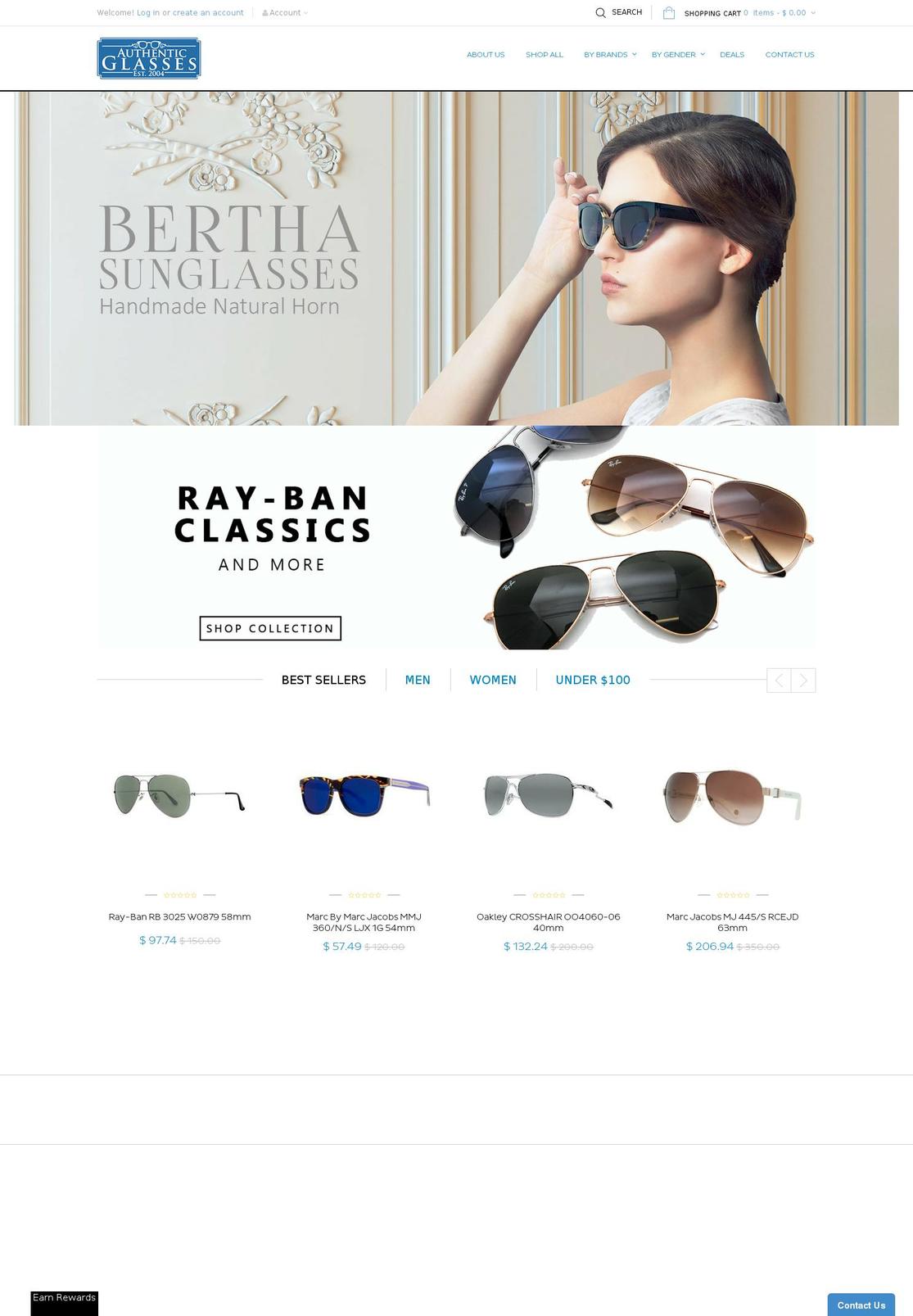 authenticglasses.net shopify website screenshot