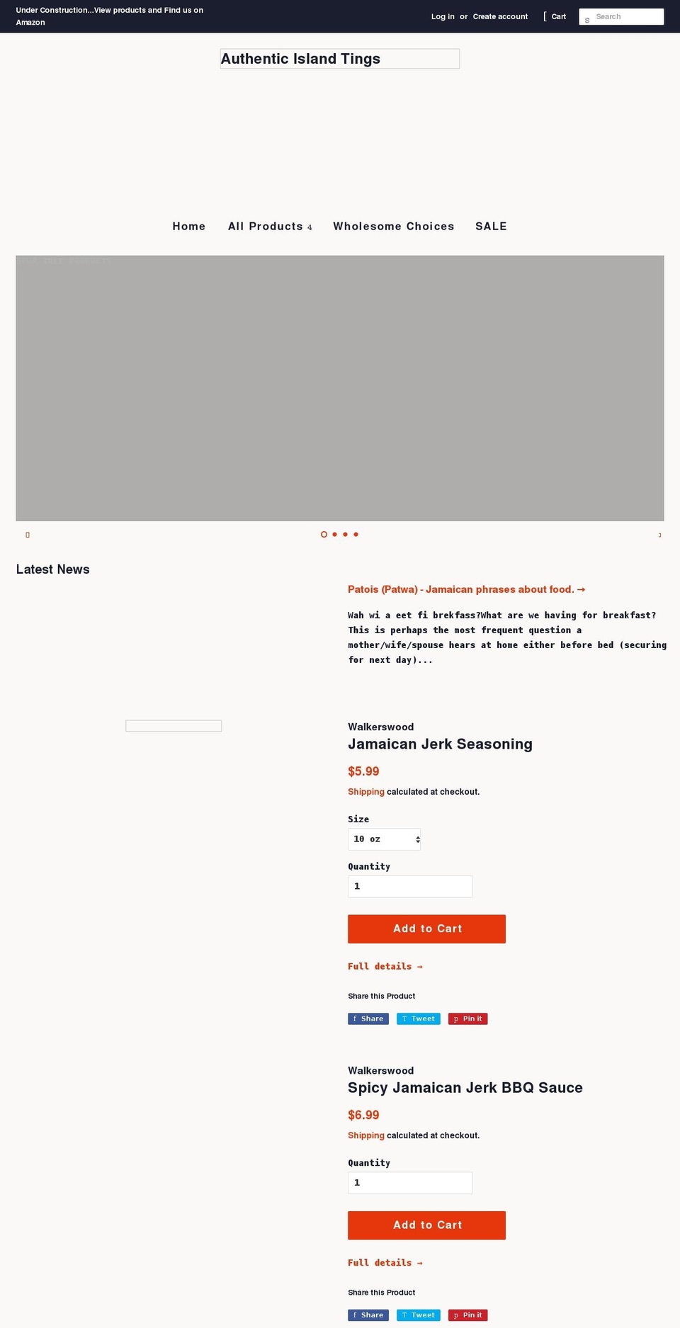 authenticislandtings.com shopify website screenshot