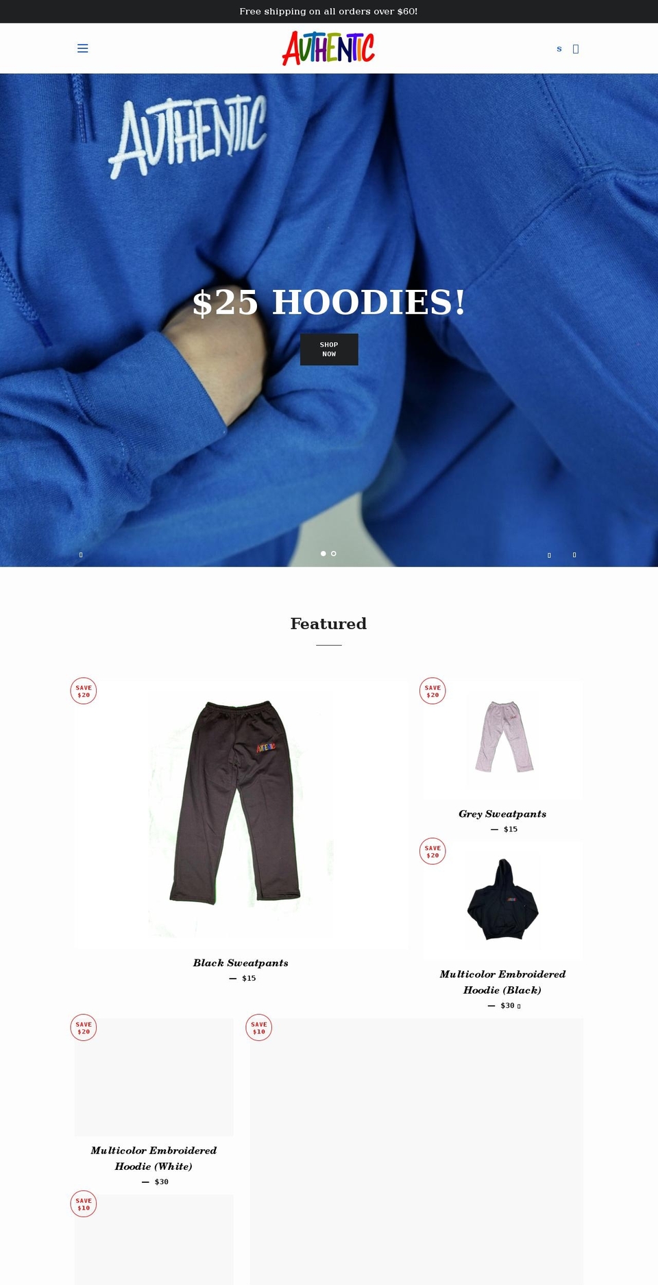 authenticnj.com shopify website screenshot