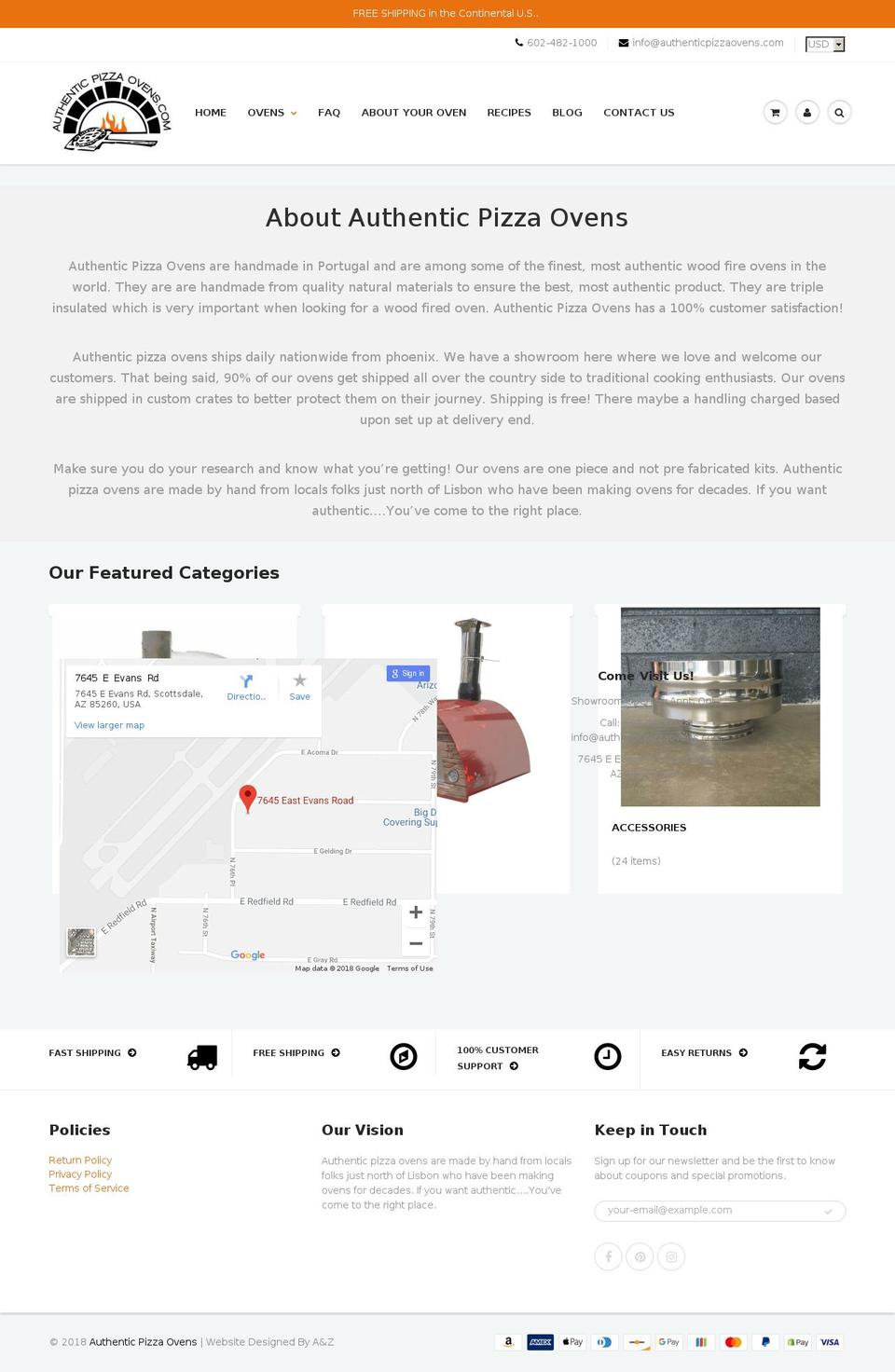 authenticpizzaovens.com shopify website screenshot