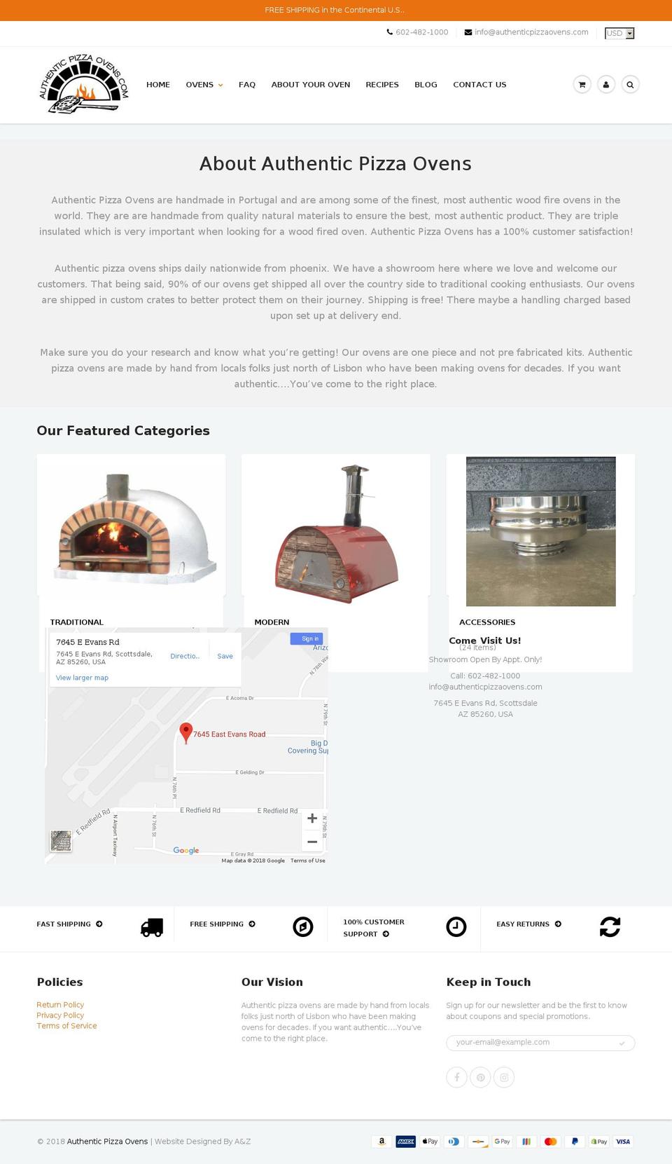 Authentic Pizza Ovens Shopify theme site example authenticpizzaovens.net