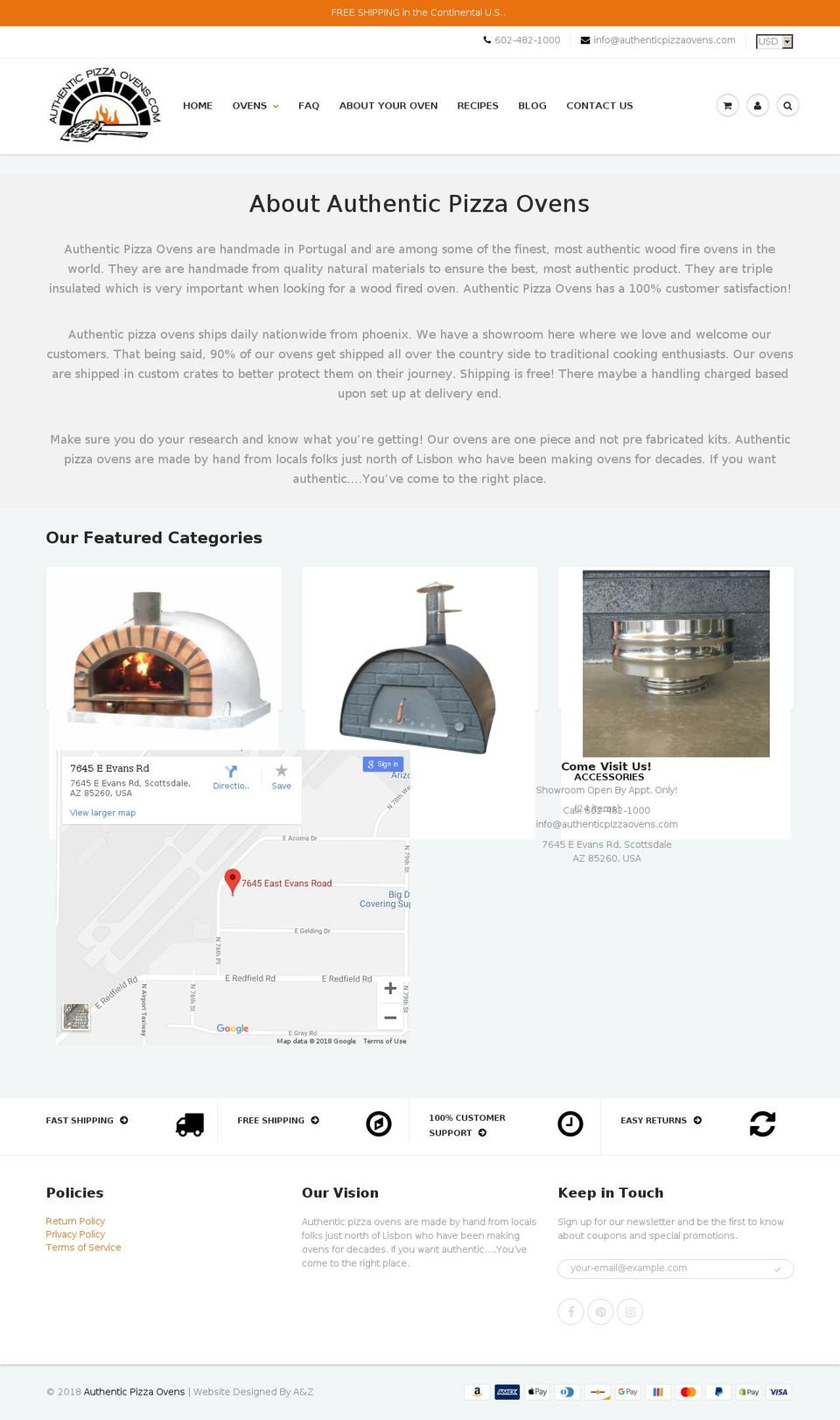 Authentic Pizza Ovens Shopify theme site example authenticpizzaovens.org