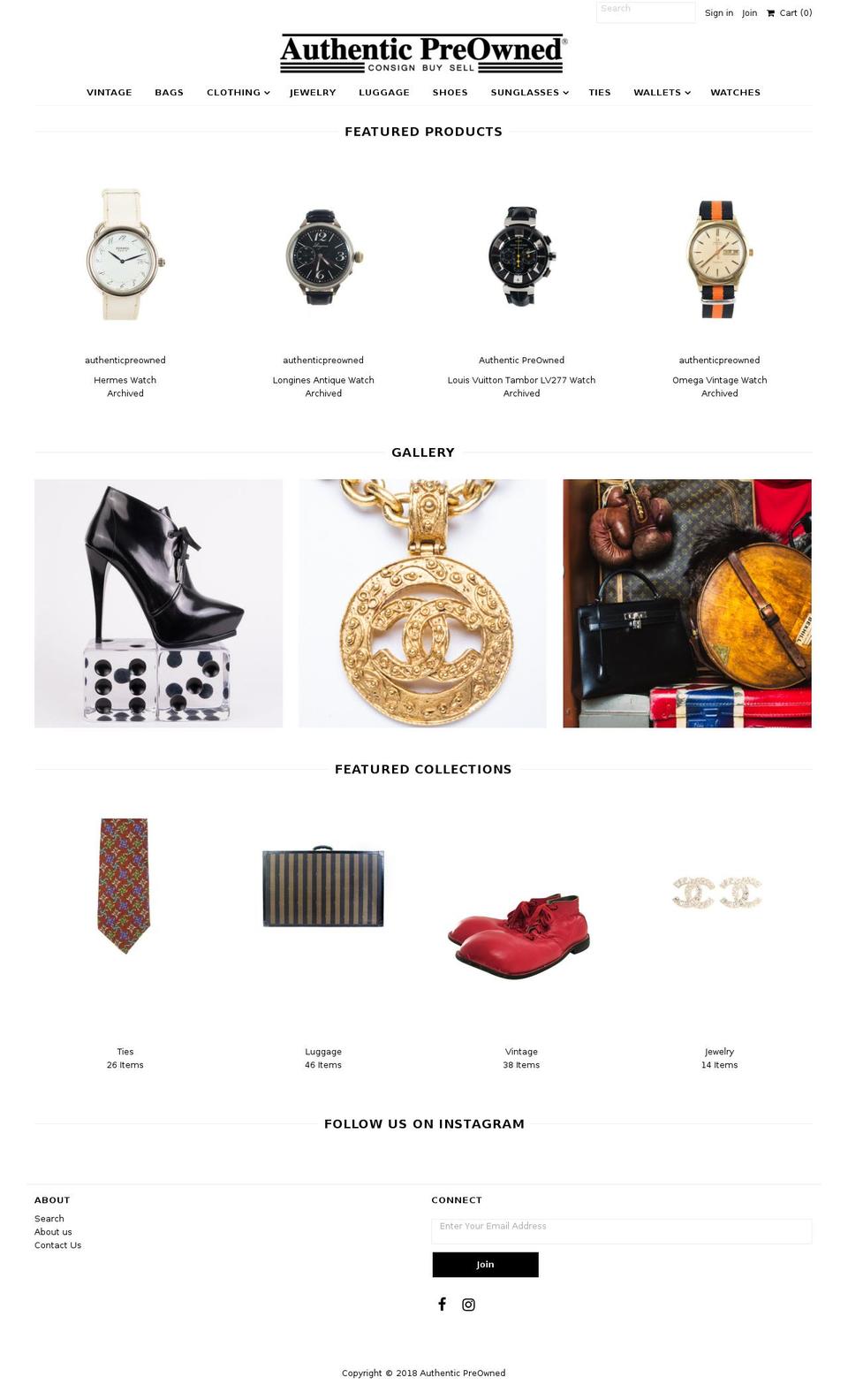 authenticpreowned.com shopify website screenshot