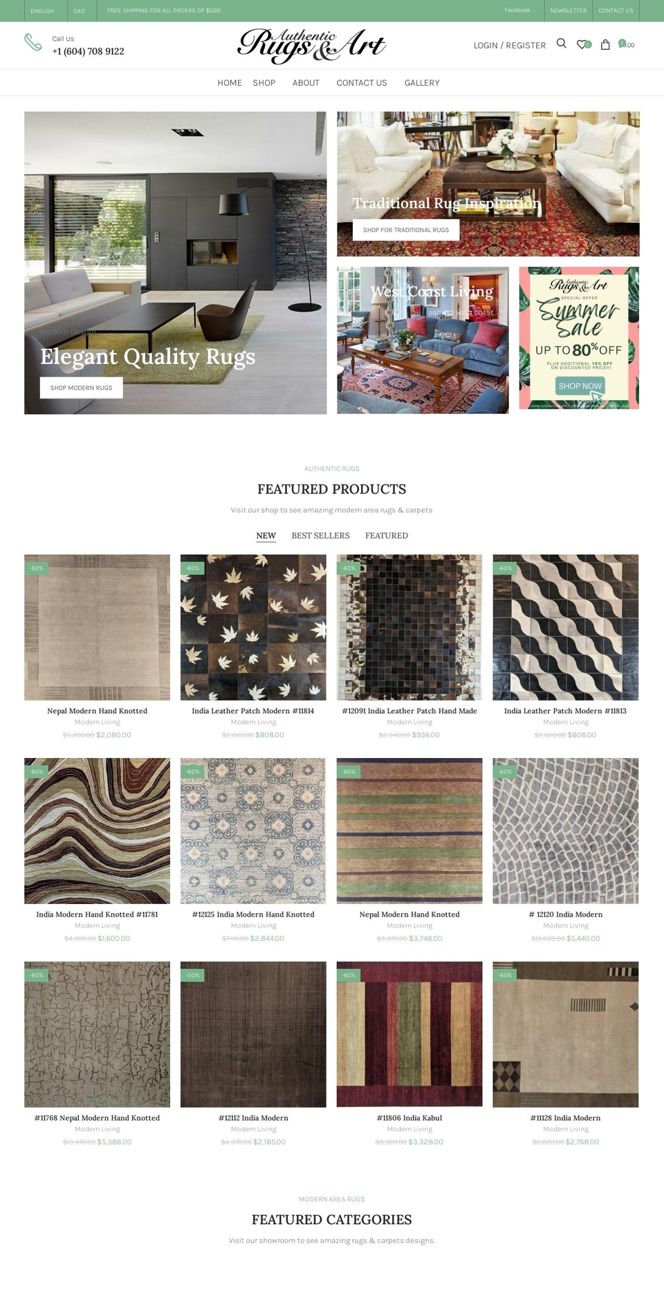 authenticrugsandart.com shopify website screenshot