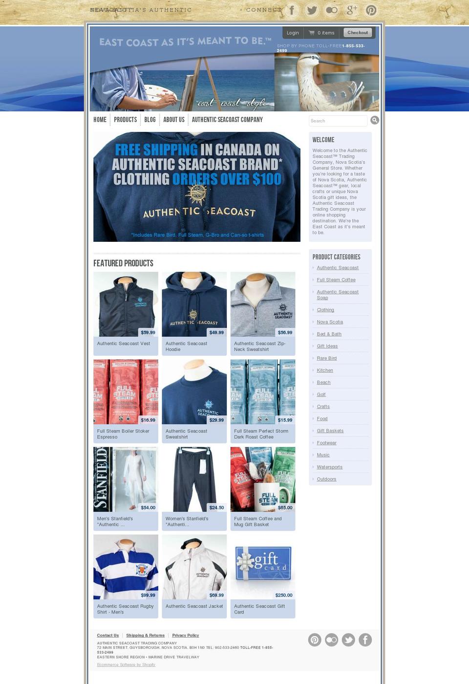 authenticseacoaststore.com shopify website screenshot