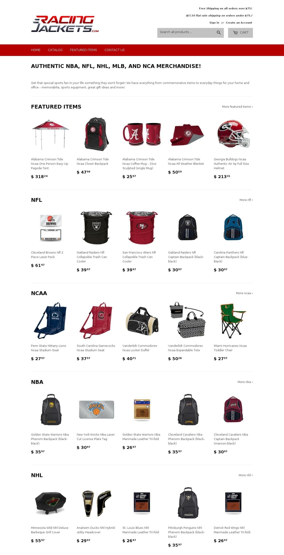 authenticsportsonline.com — Shopify storefront screenshot