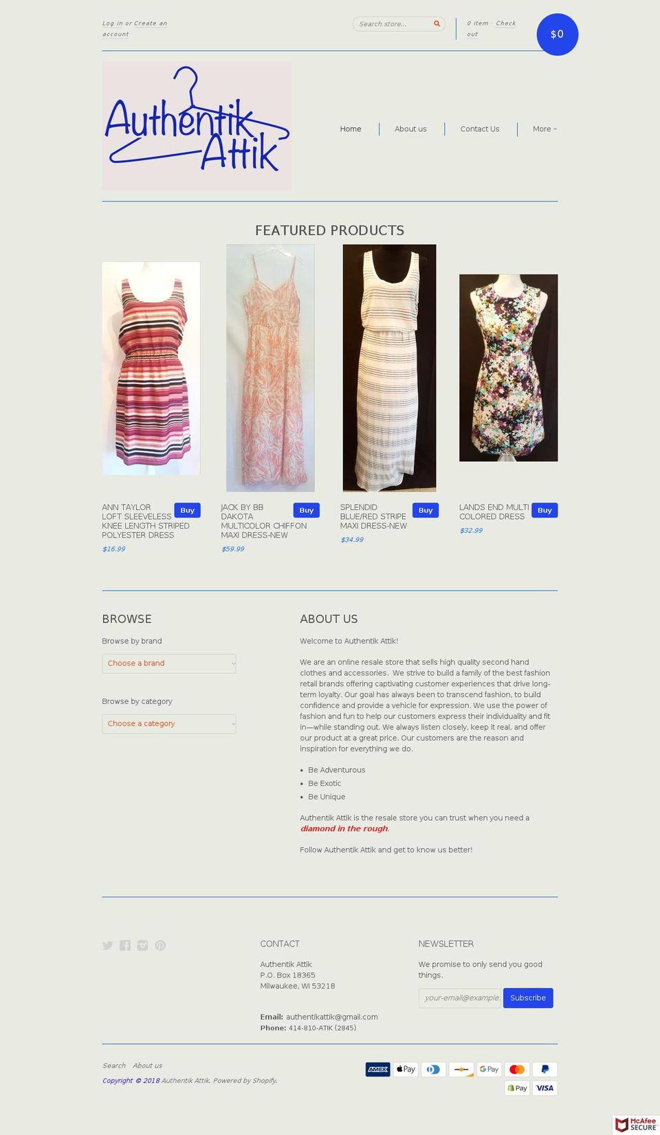 authentikattik.com — Shopify storefront screenshot