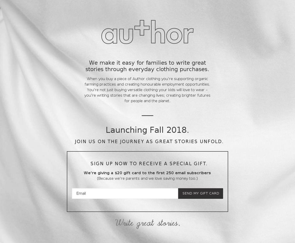 author.clothing shopify website screenshot