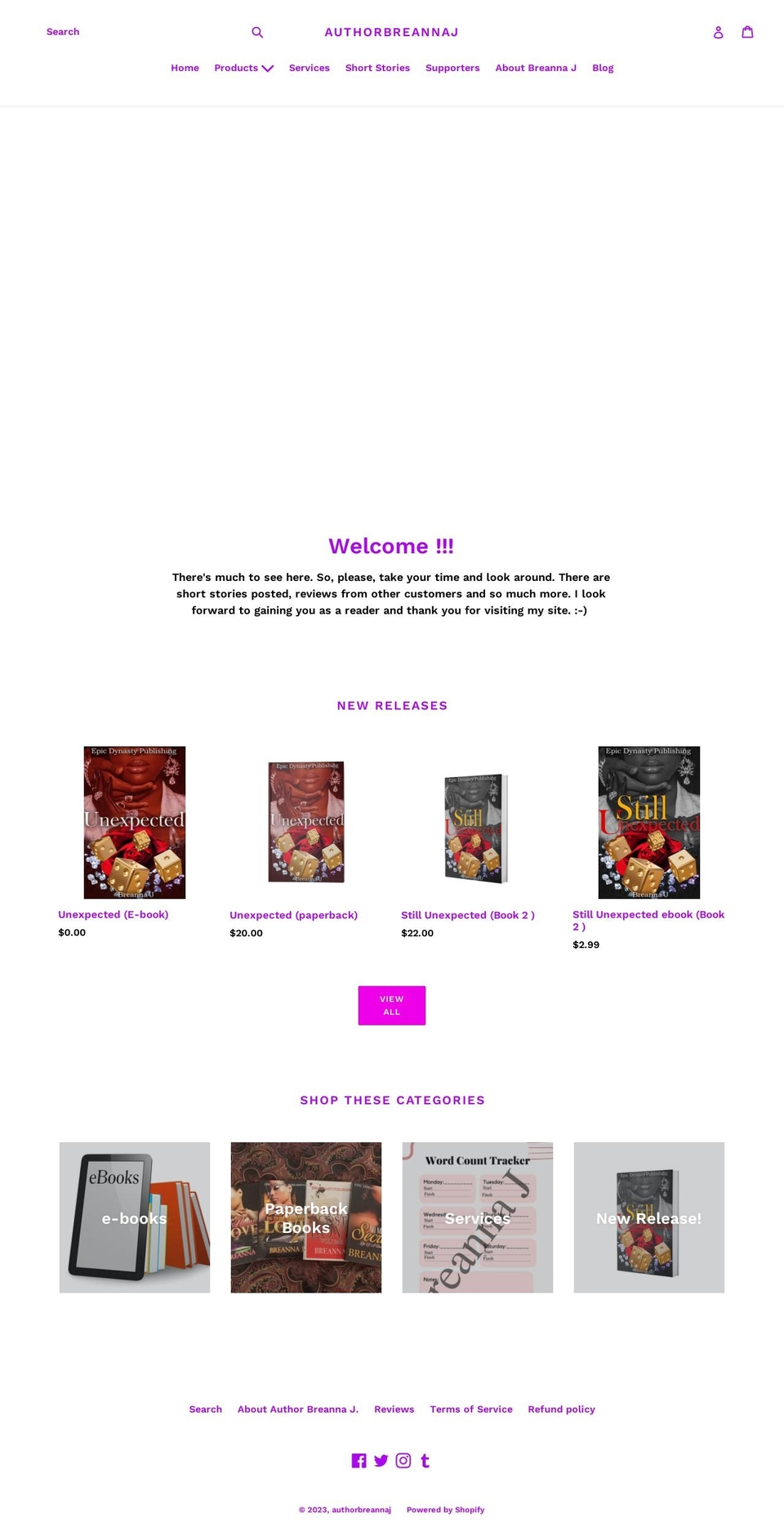 authorbreannaj.com shopify website screenshot