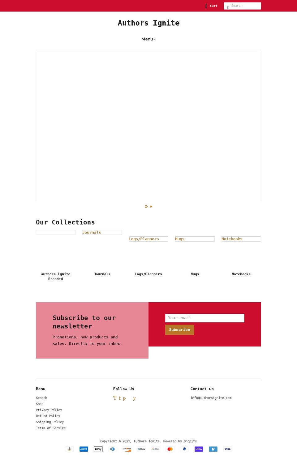 authors-ignite.myshopify.com shopify website screenshot