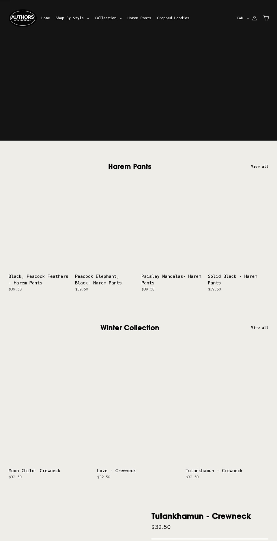 authorscollection.com shopify website screenshot