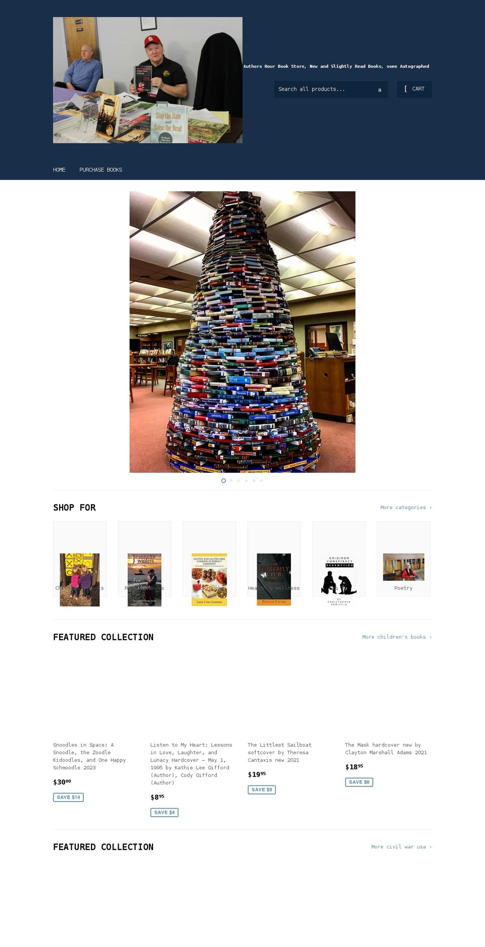 authorshourbookstore.com shopify website screenshot