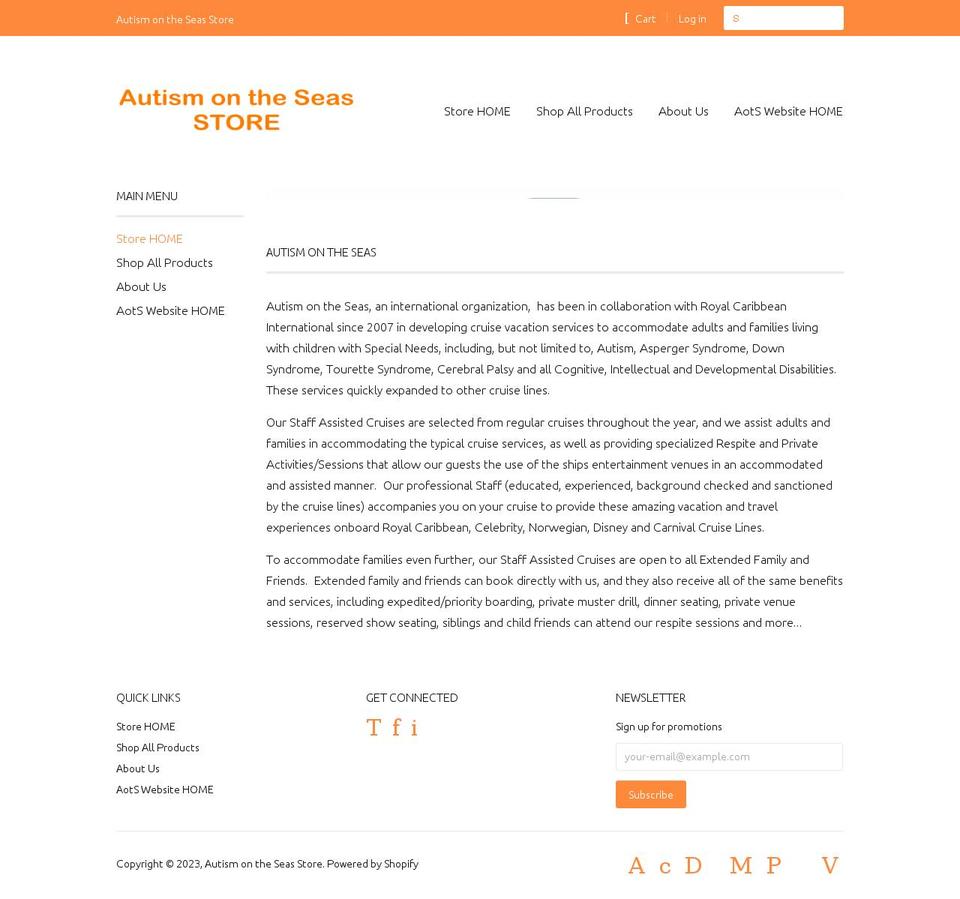 autism-on-the-seas-store.myshopify.com shopify website screenshot