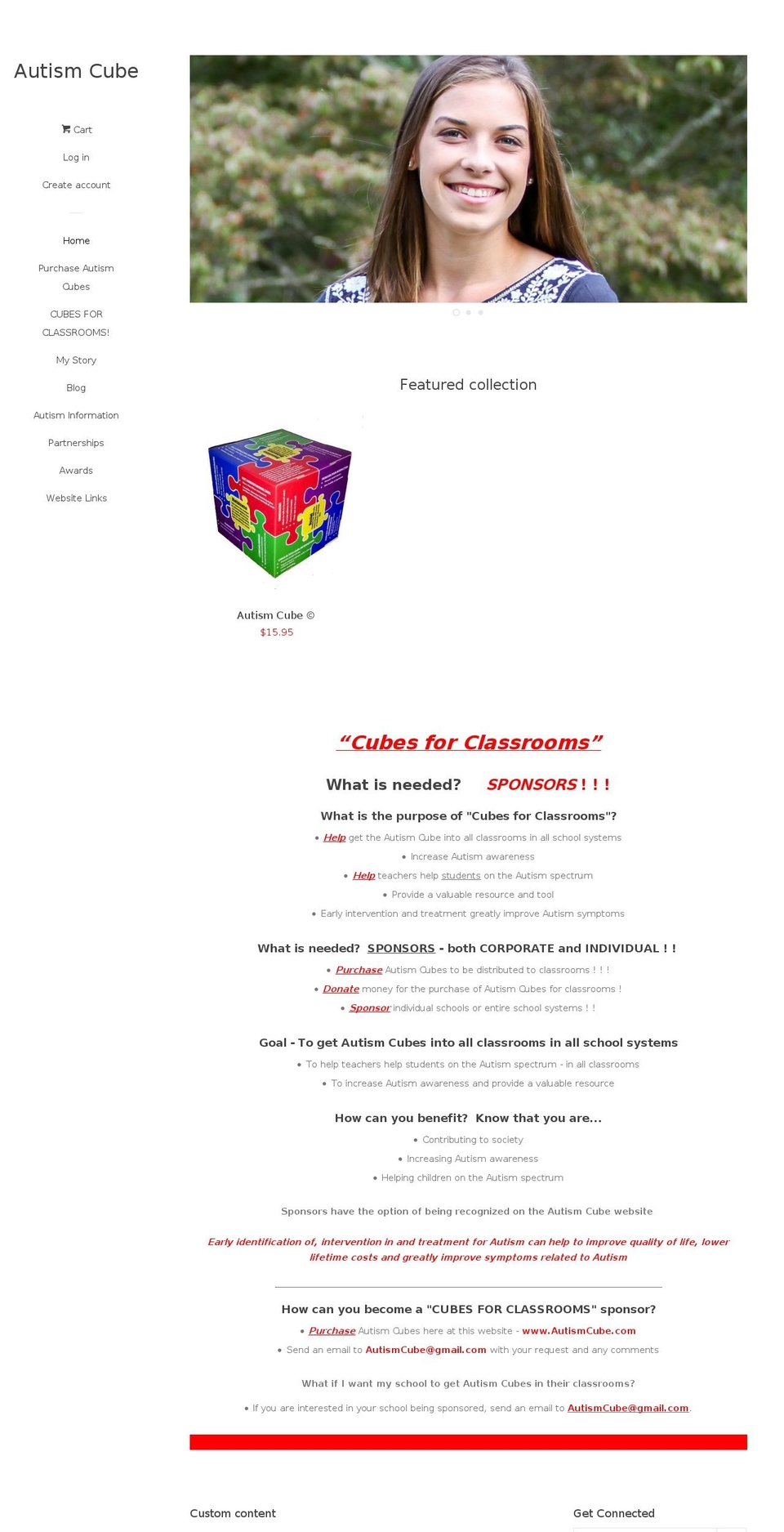 autismcube.com — Shopify storefront screenshot