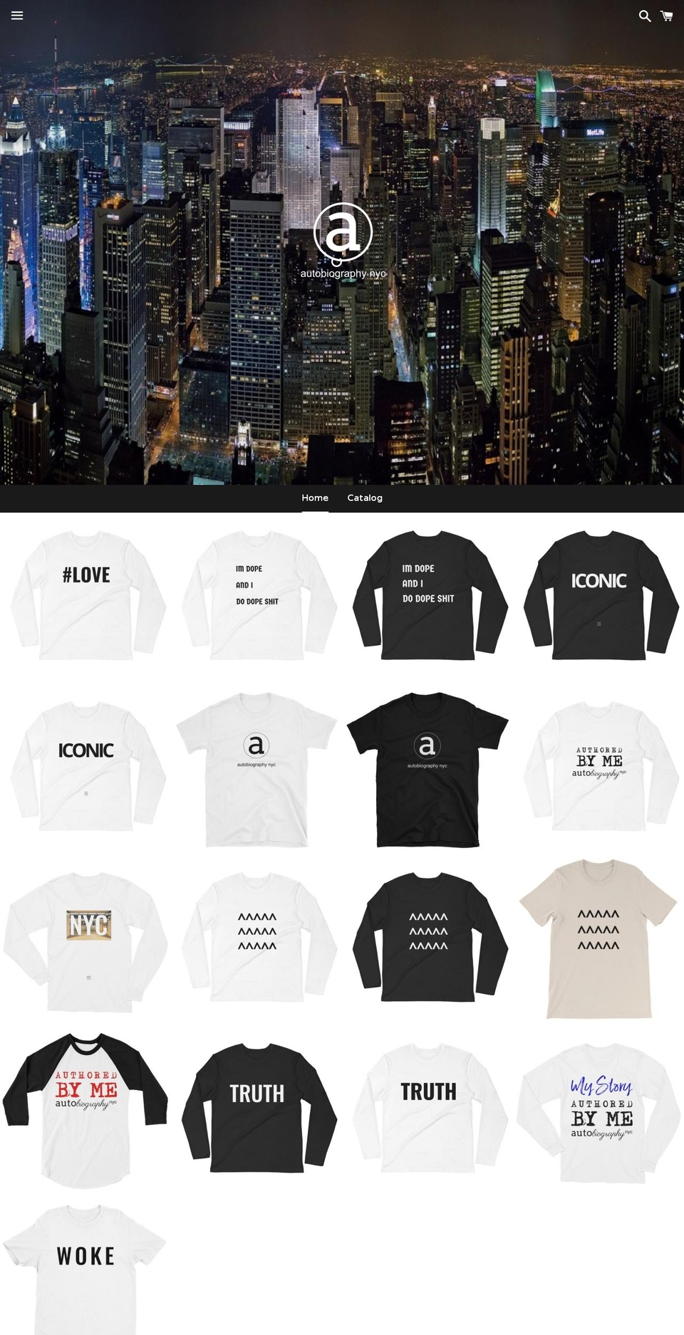 autobiographynyc.com — Shopify storefront screenshot