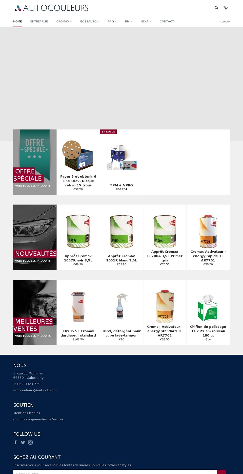 autocouleurs.com — Shopify storefront screenshot
