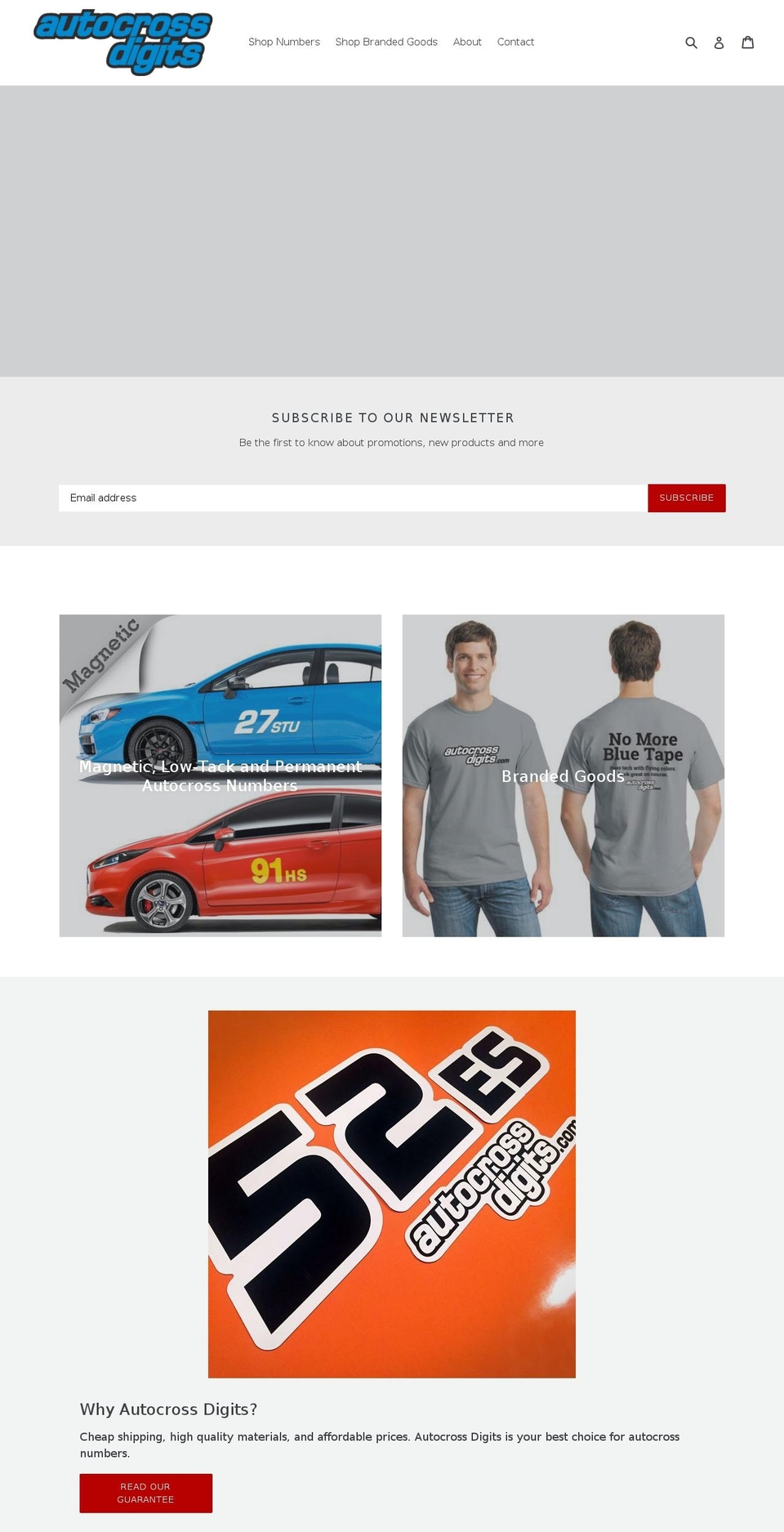 autocrossdigits.com — Shopify storefront screenshot