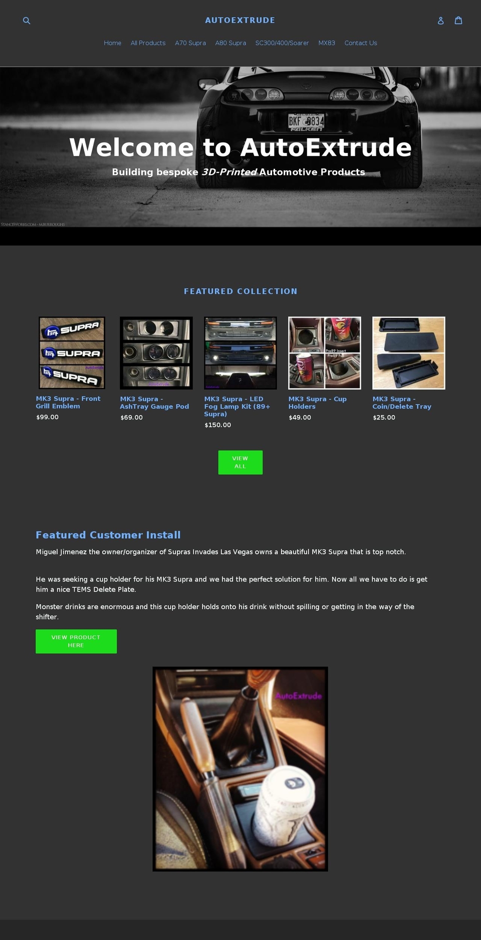 autoextrude.com shopify website screenshot