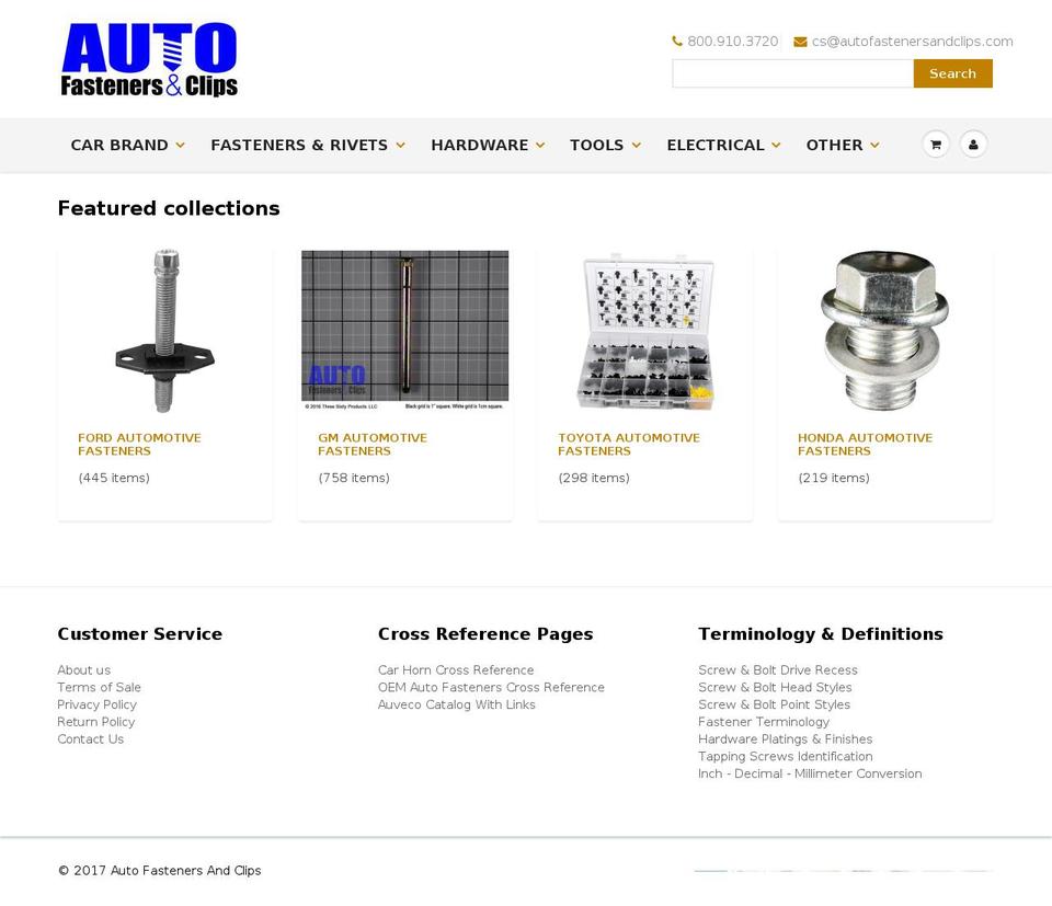 autofastenersandclips.com shopify website screenshot