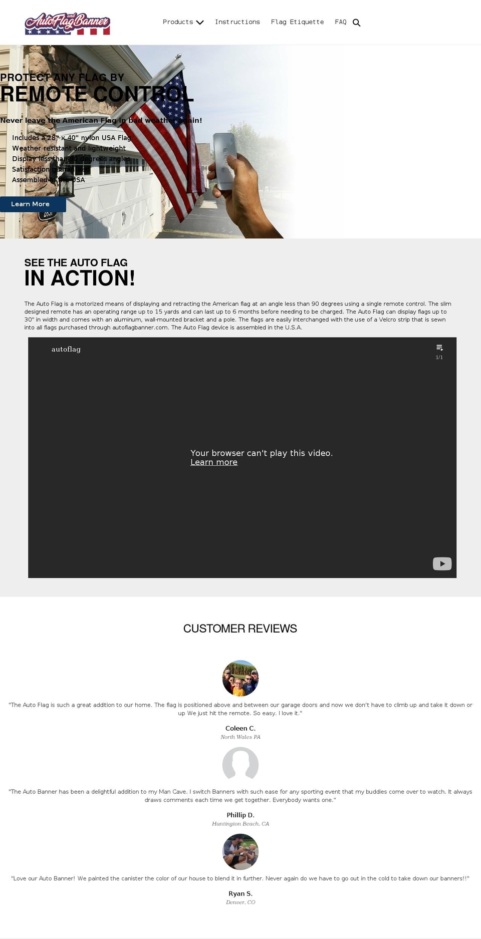 autoflagbanner.com shopify website screenshot