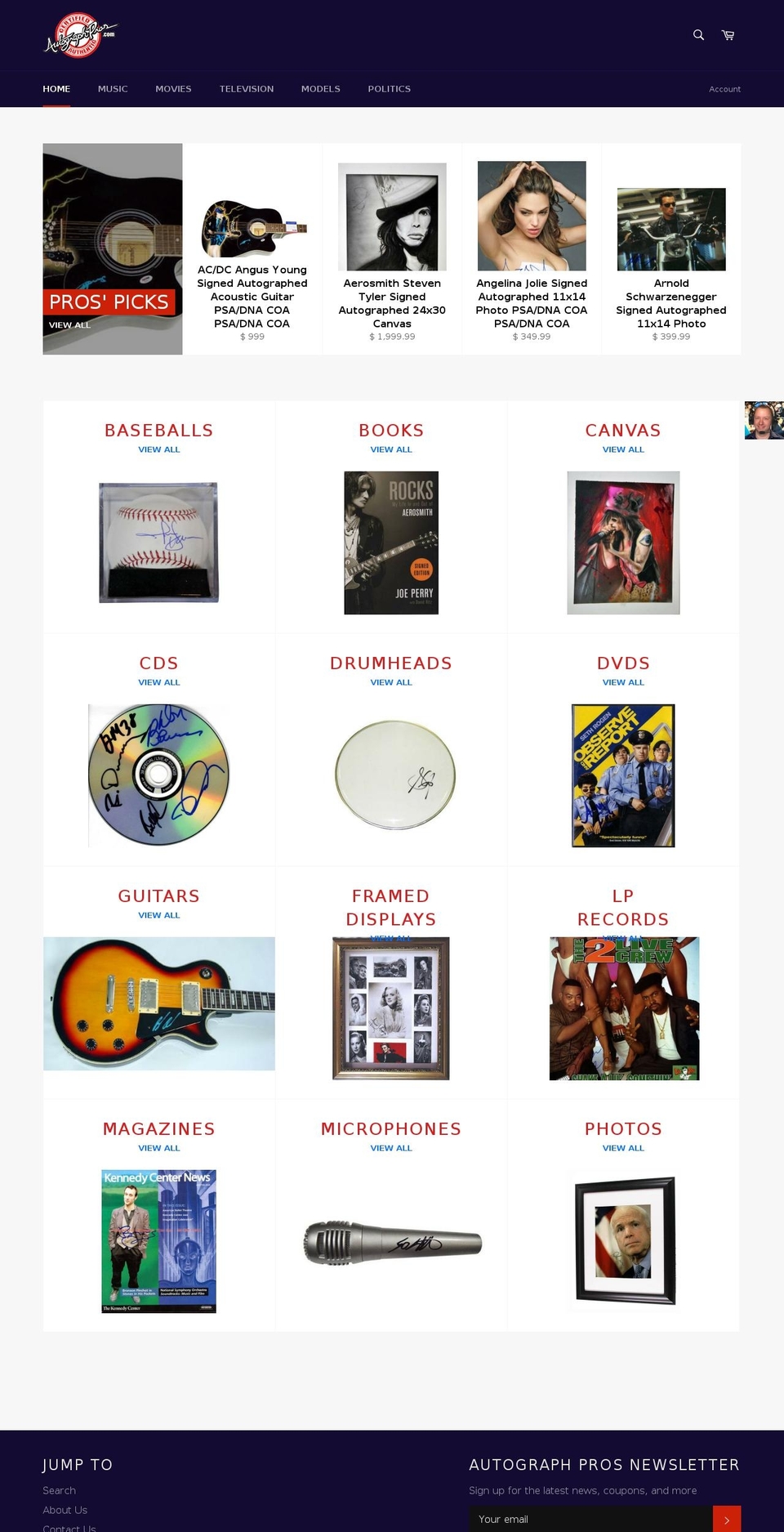 autograph-pros.com shopify website screenshot