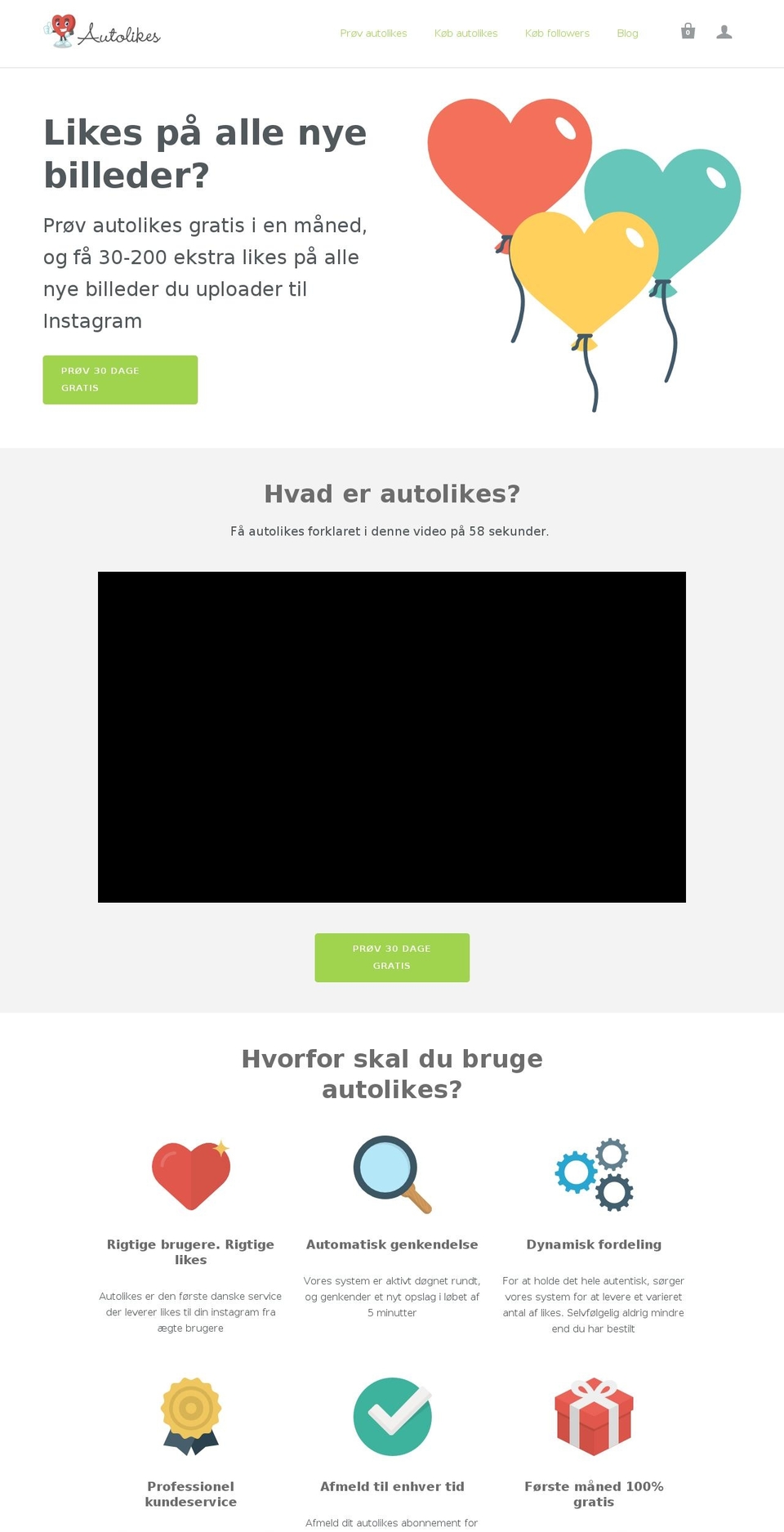 autolikes.dk shopify website screenshot