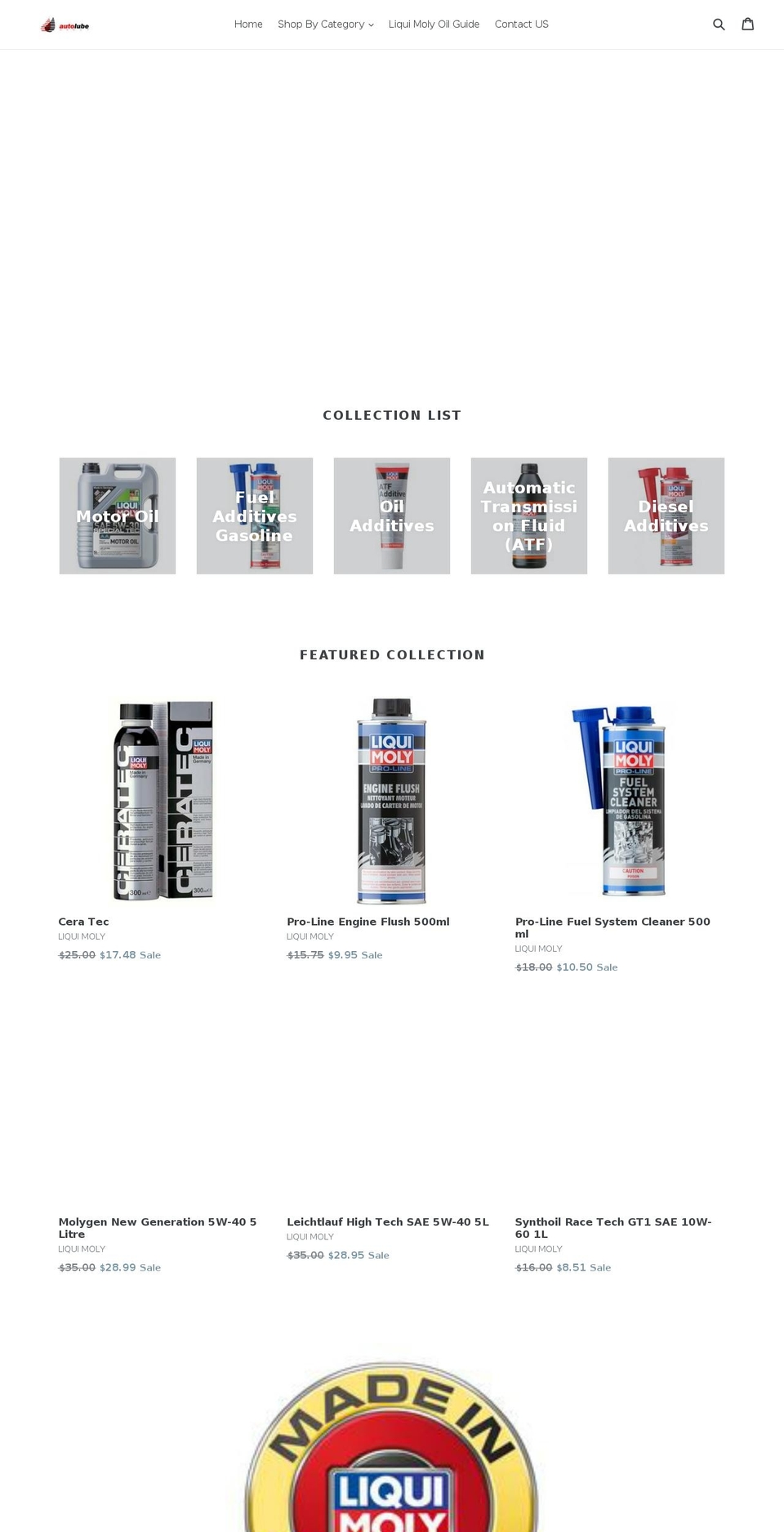 autolubegroup.com shopify website screenshot