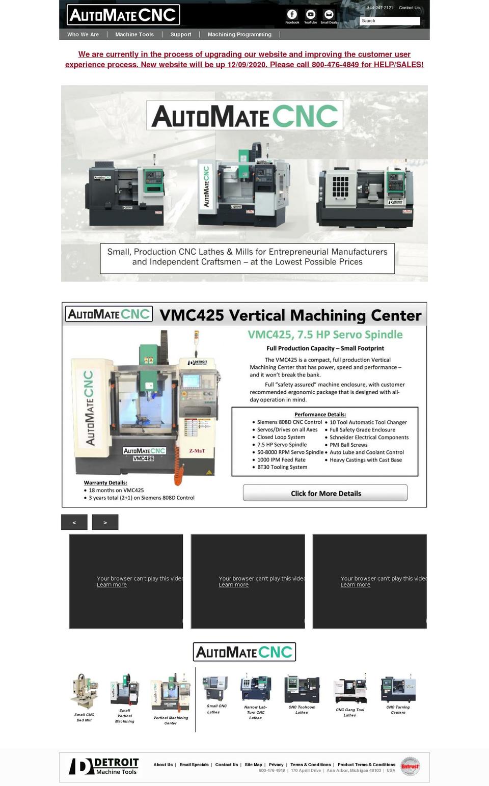automatecnc.com shopify website screenshot