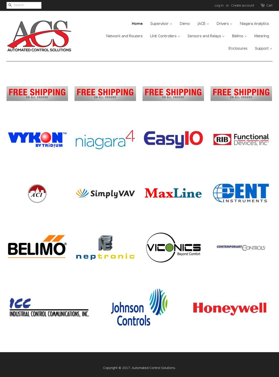 automatedcontrolsolutions.com shopify website screenshot