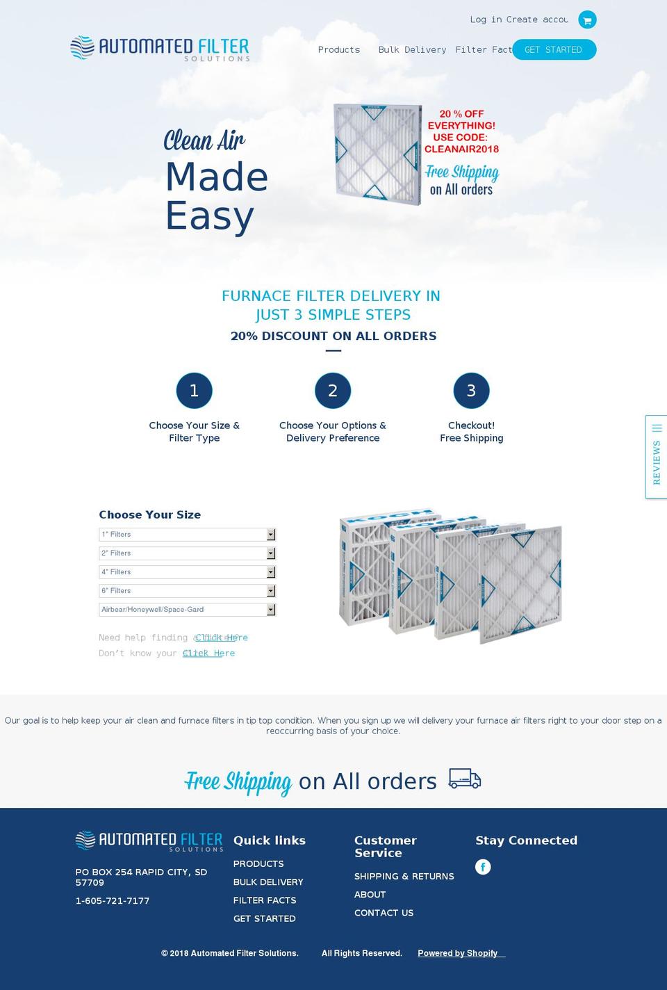 automatedfilter.com shopify website screenshot