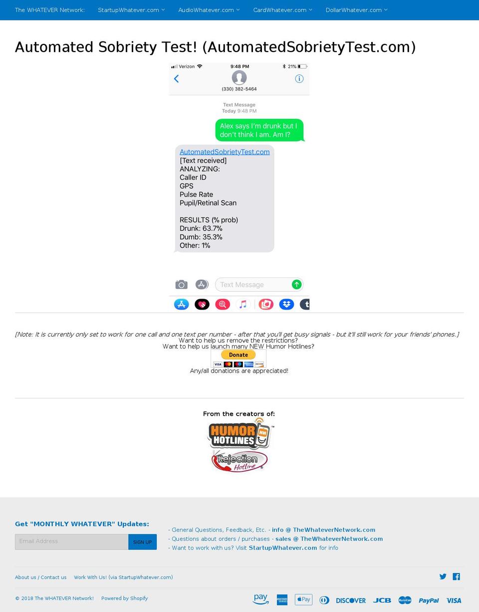 automatedsobrietytest.com — Shopify storefront screenshot